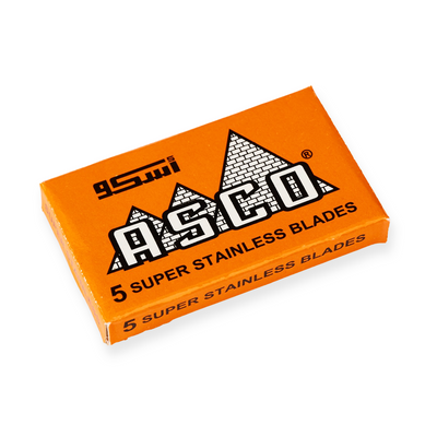 Asco Super Stainless Steel Orange Teflon Coated Double Edge Razor Blade 5-Pack