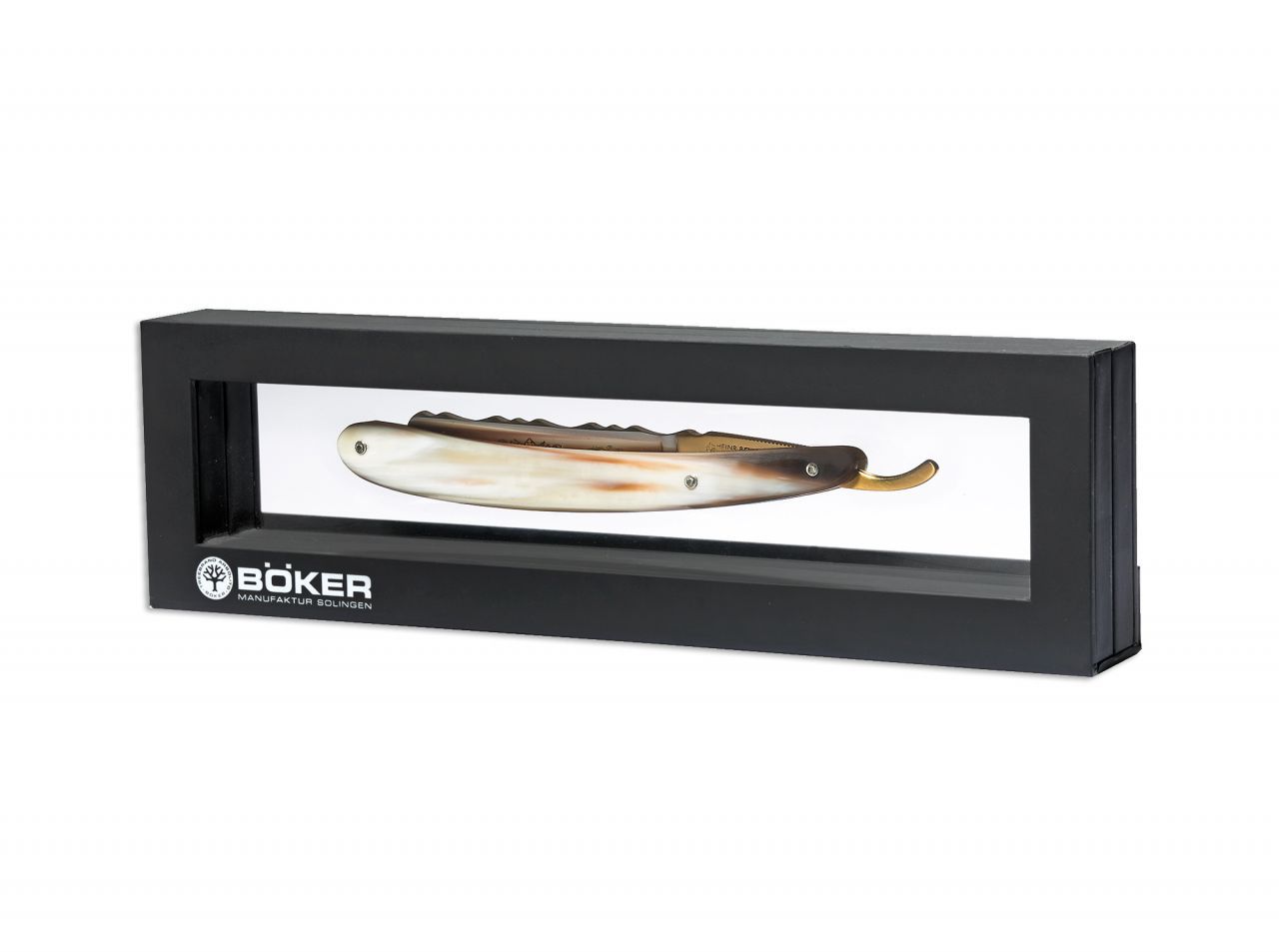 Boker Count Everhardt Horn Round Point 5/8" Gilded Carbon Steel Straight Razor