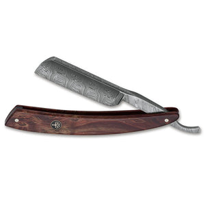 Boker Damascus Curly Birch French Point 6/8"Straight Razor