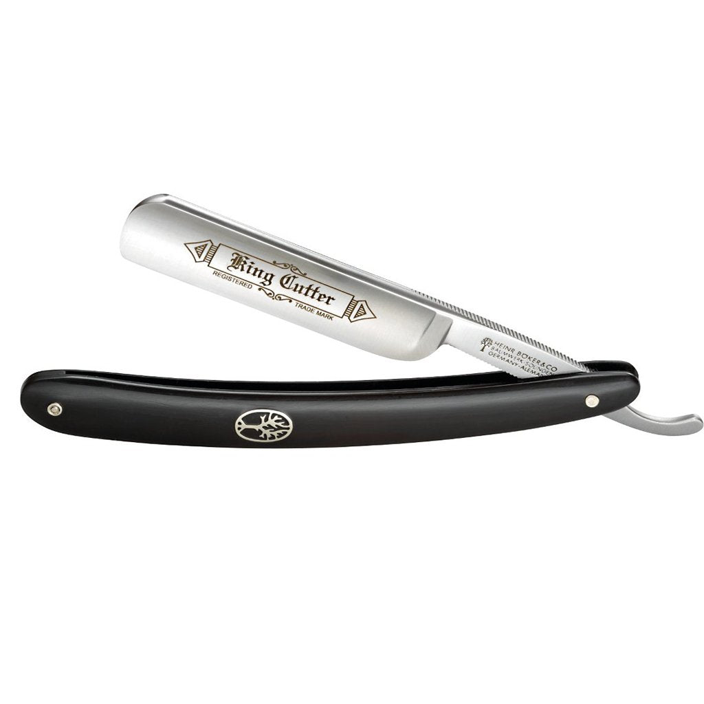 Boker King Cutter Black Round Point 5/8" Carbon Steel Straight Razor