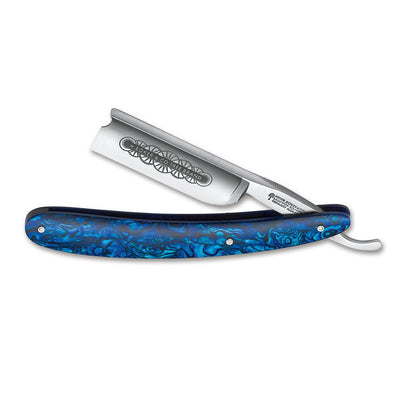 Boker Paua Blue Shell Barber's Notch 7/8" O1 Straight Razor