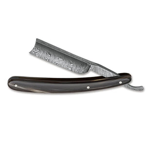 Boker Damascus Horn Straight Razor 6/8" Spanish Point