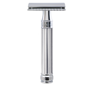 Edwin Jagger DE89KNBL Chrome Double Edge Safety Razor Extra Grip Knurled Handle