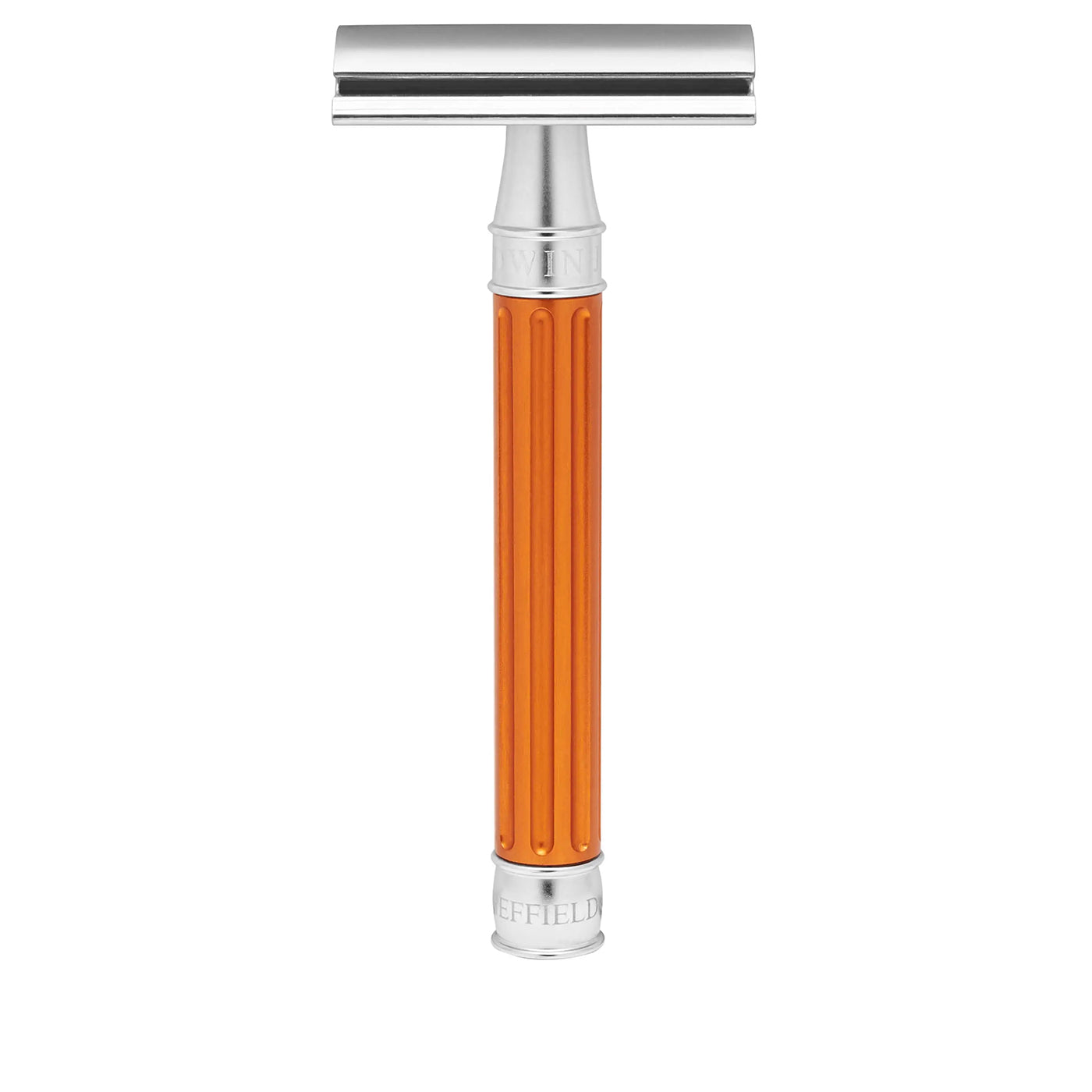 edwin jagger 3one6 stainless steel grooved double edge safety razor orange
