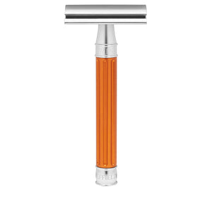 edwin jagger 3one6 stainless steel grooved double edge safety razor orange