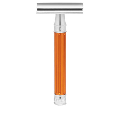 edwin jagger 3one6 stainless steel grooved double edge safety razor orange