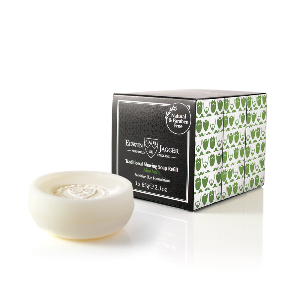 Edwin Jagger Aloe Vera Shaving Soap Refill 65g (3 Pack)