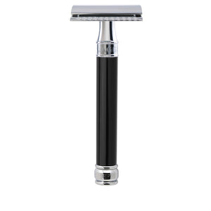 Edwin Jagger DEL8614bl Long Handle Double Edge Safety Razor Black