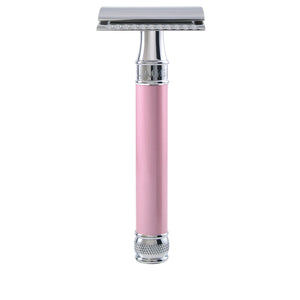 Edwin Jagger DELPI14bl Long Handle Pink Double Edge Safety Razor