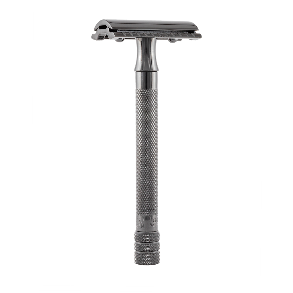 brand Merkur 23c black double edge safety razor extra long handle