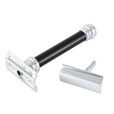 Merkur 38C Barber Pole Black Handle Double Edge Safety Razor