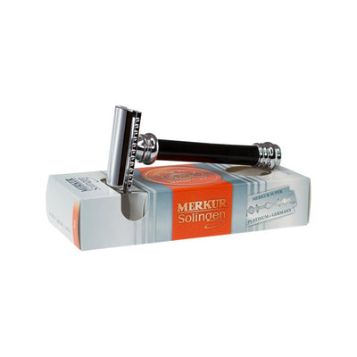 Merkur 38c HD Black Handle Barber Pole Safety Razor