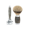 Muhle Ancient Oak 3 Piece Silvertip Badger Shaving Brush & Safety Razor Set