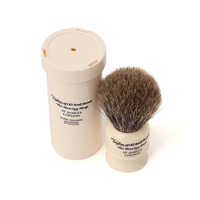 Taylor of Old Bond Street Imitation Ivory Pure Badger Shaving Brush Travel Case