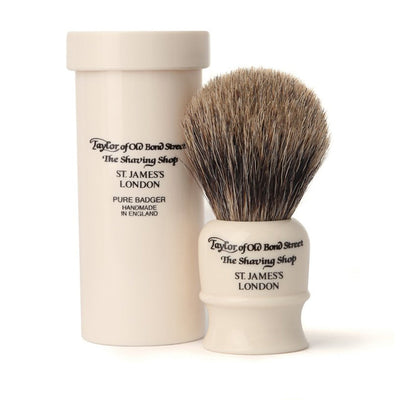 Taylor of Old Bond Street Imitation Ivory Pure Badger Shaving Brush Travel Case