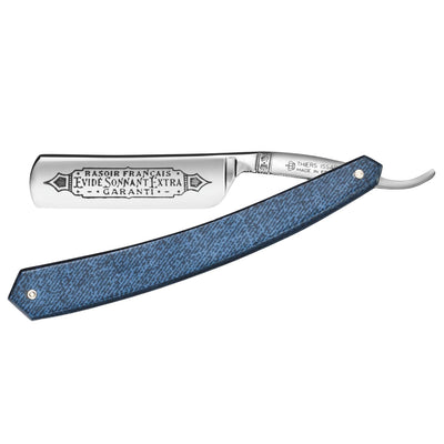 Thiers Issard 'Evide Sonnant Extra Garanti' Straight Razor 68 Blue Jeans Micarta Carbon Steel