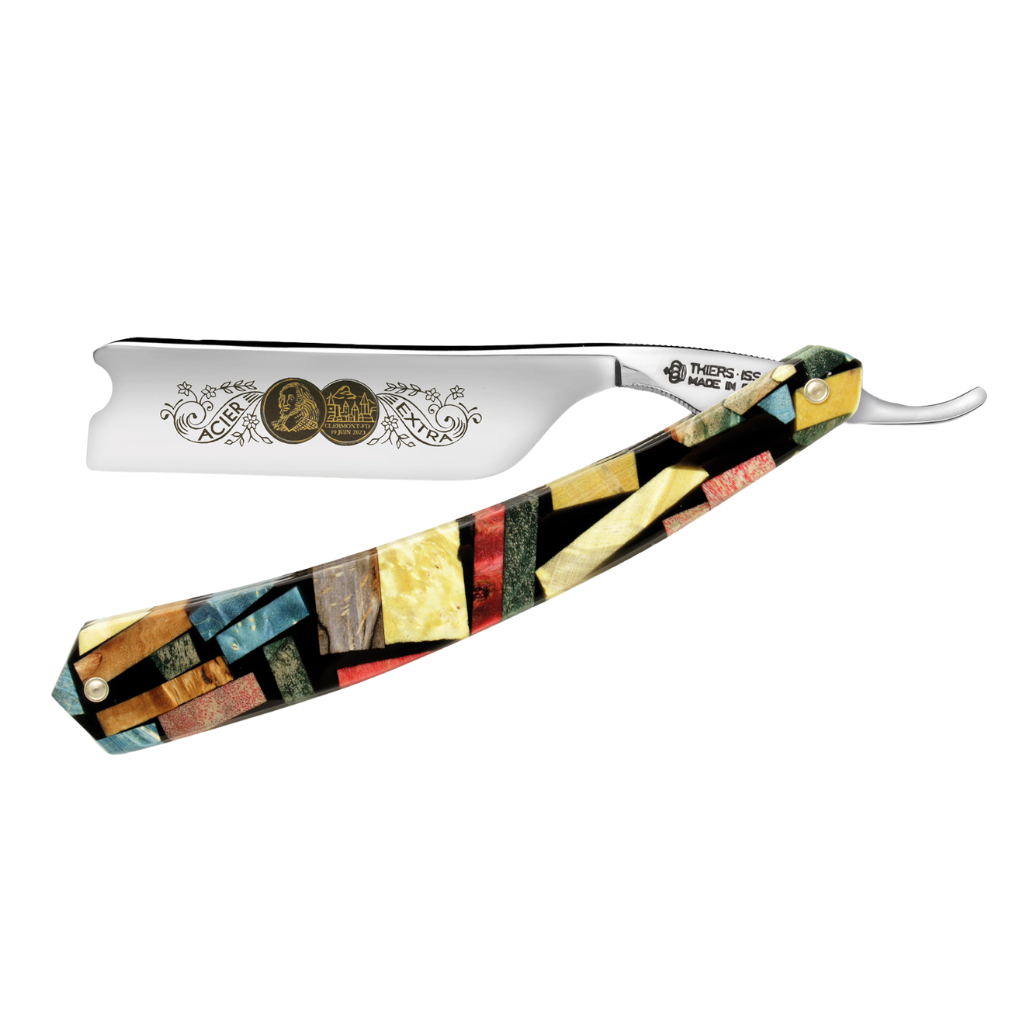 Thiers Issard 'Médaille Pascal' Straight Razor 6/8" Harlequin Stabilized Poplar Wood Carbon Steel