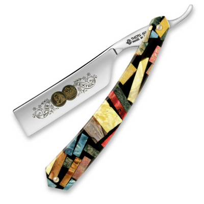 Thiers Issard 'Médaille Pascal' Straight Razor 6/8" Harlequin Stabilized Poplar Wood Carbon Steel