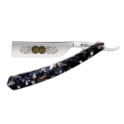 Thiers Issard 'Médaille Pascal' Straight Razor 7/8" Resin Real Mussel Shells Inlay Carbon Steel