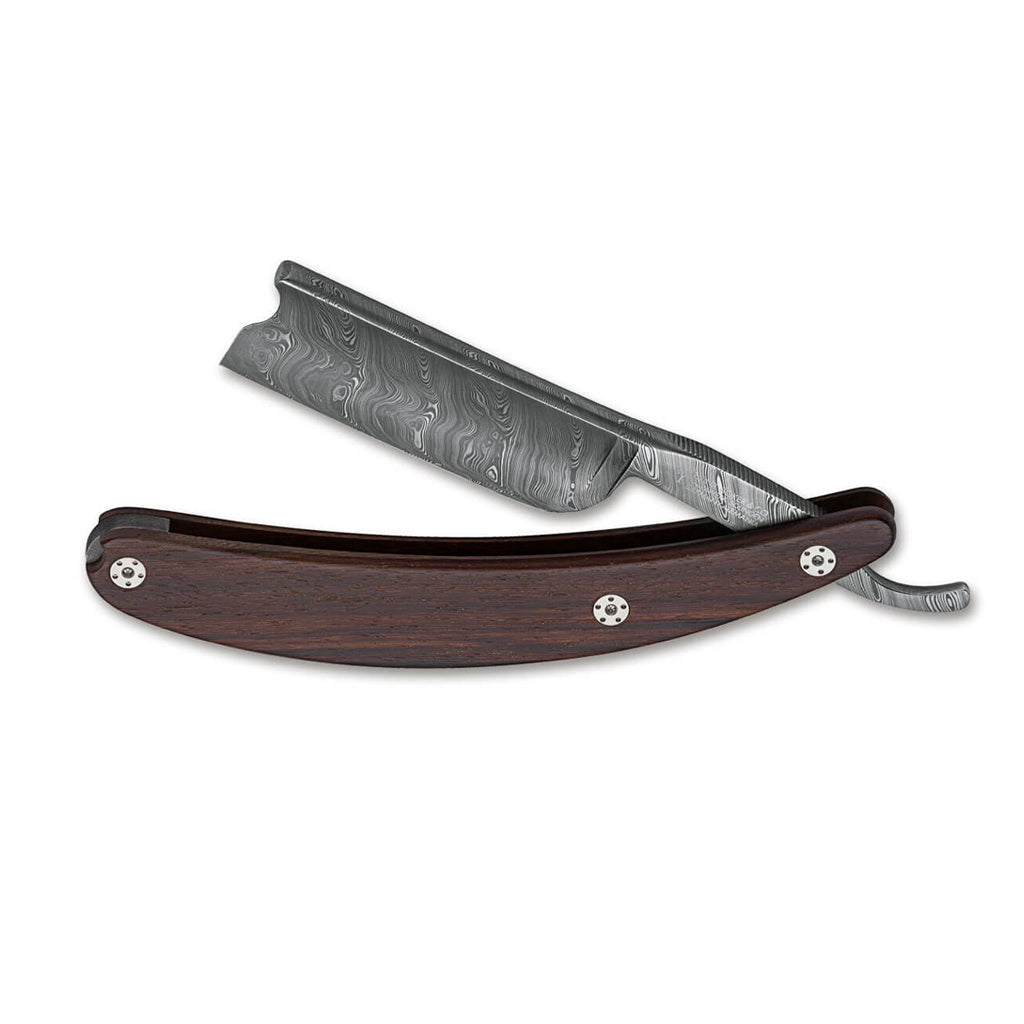 Boker Master Cutter Straight Razor 8/8" Damascus Desert Ironwood Barber's Notch