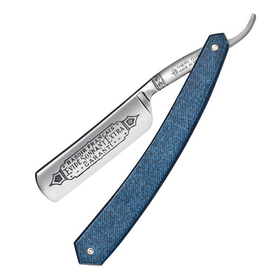 Thiers Issard 'Evide Sonnant Extra Garanti' Straight Razor 6/8" Blue Jeans Micarta Carbon Steel