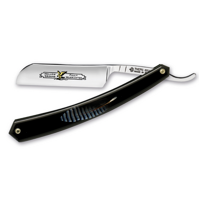 Thiers Issard Eagle Gold Straight Razor 6/8" Blue Feather Resin Carbon Steel